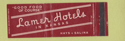 Matchbook Cover - Lamer Hotels Hays Salina KS Full Length