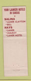 Matchbook Cover - Lamer Hotels Hays Salina KS Full Length