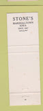 Matchbook Cover - Stone's Restaurant Marshalltown IA Full Length