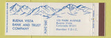 Matchbook Cover - Buena Vista Bank and Trust Colorado Full Length