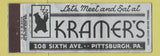Matchbook Cover - Kramer's Pittsburgh PA WEAR Full Length