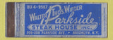 Matchbook Cover - Walter Thos Wieder Parkside Steak House Brooklyn NY WEAR