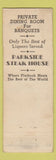 Matchbook Cover - Walter Thos Wieder Parkside Steak House Brooklyn NY WEAR