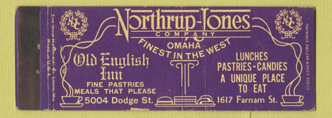 Matchbook Cover - Northrup Jones Omaha NE Full Length