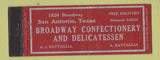 Matchbook Cover - Broadway Confectionery Deli San Antonio TX Full Length