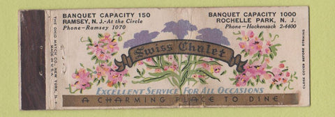 Matchbook Cover - Swiss Chalet Rochelle Park NJ Full Length