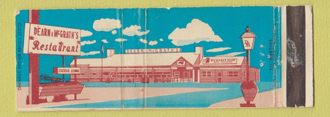 Matchbook Cover - Dearn & McGrath's Restaurant Plymouth MA Full Length