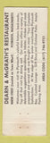 Matchbook Cover - Dearn & McGrath's Restaurant Plymouth MA Full Length
