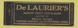 Matchbook Cover - DeLaurier's Restaurant Aledo IL  Full Length
