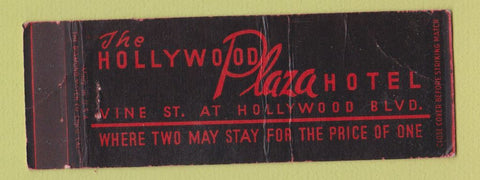 Matchbook Cover - Hollywood Plaza Hotel CA WEAR Full Length