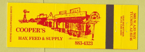 Matchbook Cover - Cooper's Hay Feed Supply Tucson AZ Full Length