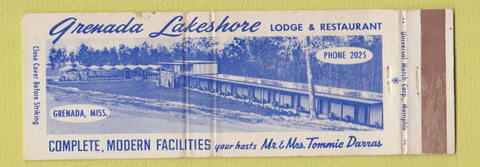 Matchbook Cover - Grenada Lakeshore Lodge Restaurant MS WEAR Full Length