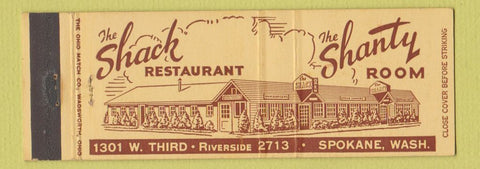Matchbook Cover - Shack Restaurant Spokane WA