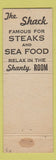 Matchbook Cover - Shack Restaurant Spokane WA
