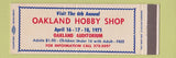Matchbook Cover - Oakland CA Hobby Shop 1971 Full Length