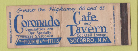 Matchbook Cover - Coronado Cafe Tavern Socorro NM WEAR Full Length