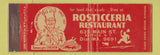 Matchbook Cover - Rosticceria Restaurant Buffalo NY Full Length