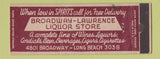 Matchbook Cover - Broadway Lawrence Liquor Store Long Beach? CA? ARROW
