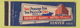 Matchbook Cover - Shirley Savoy Hotel Denver Colorado Full Length