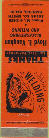 Matchbook Cover - Floyd Vaughan Welding Parlier CA orange