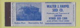 Matchbook Cover - Walter Harpel Seed Shannondale IN Full Length