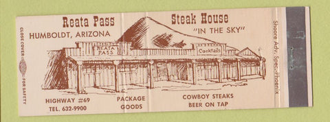 Matchbook Cover - Reata Pass Steak House Scottsdale AZ  Full Length
