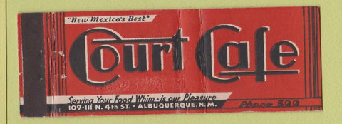 Matchbook Cover - Court Cafe Albuquerque NM WEAR Full Length