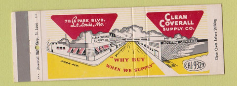 Matchbook Cover - Clean Coverall Supply St Louis MO #2 Full Length
