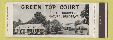 Matchbook Cover - Green Top Court Motel Natural Bridge VA Full Length