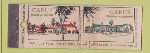 Matchbook Cover - Carl's Restaurant Los Angeles CA WEAR Full Length