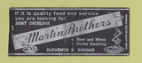 Matchbook Cover - Martin Brothers Restaurant Philadelphia PA BOBTAIL Full Length