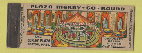Matchbook Cover - Plaza Merry Go Round Copley Plaa Boston MA Full Length