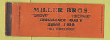 Matchbook Cover - Miller Bros Insurance WEAR Full Length