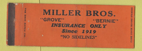 Matchbook Cover - Miller Bros Insurance WEAR Full Length