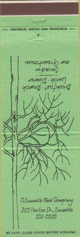 Matchbook Cover - O. Sausalito Food Co CA