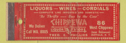 Matchbook Cover - Chippewa Liquor Store Buffalo NY WEAR Full Length