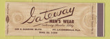 Matchbook Cover - Gateway Men's Clothes Fort Lauderdale FL Full Length
