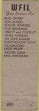Matchbook Cover - WFIL Radio Philadelphia PA WEAR