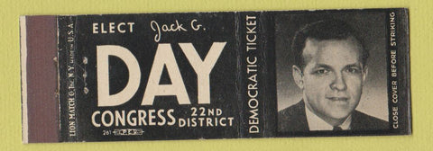 Matchbook Cover - Jack C Day Congress Election Full Length