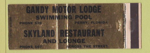 Matchbook Cover - Gandy Motor Lodge Skyland Restaurant Perry FL Full Length