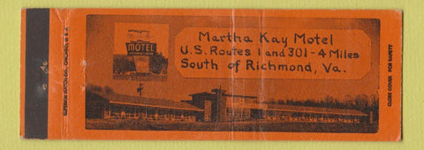 Matchbook Cover - Martha Kay Motel Richmond VA Full Length