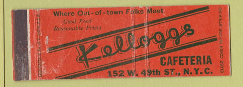 Matchbook Cover - Kelloggs Cafeteria New York City WORN Full Length