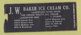 Matchbook Cover - JW Baker Ice Cream Lakewood OH Lorain WEAR BOBTAIL