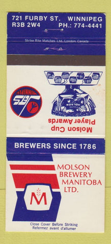 Matchbook Cover - Molson Brewery Winnipeg MB Jets Hockey WEAR 30 Strike