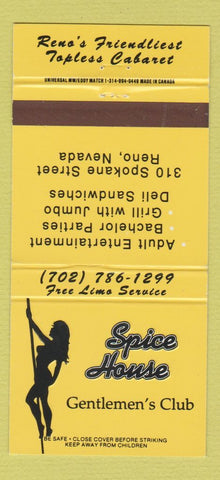 Matchbook Cover - Spice House Strip Club Reno NV Girlie 30 Strike