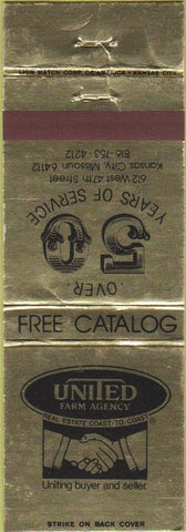 Matchbook Cover - United Farm Agency Kansas City MO