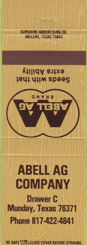 Matchbook Cover - Abell AG Co seed Munday TX