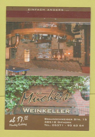 Matchbook Cover - Mucke's Weinkeller Braunschweiger Gifhorn 40 Strike
