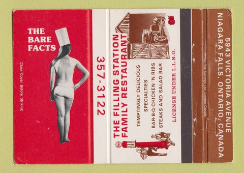 Matchbook Cover - Bare Facts Niagara Falls ON restaurant girlie WEAR 40 Strike