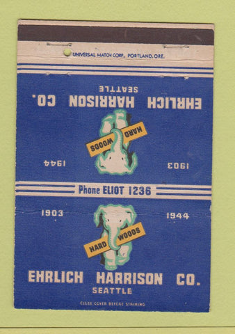 Matchbook Cover - Ehrlich Harrison Seattle WA hard woods 40 Strike